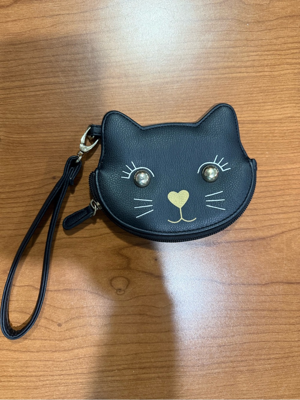 Betsey Johnson Black Cat Wristlet Coin Purse with Gold Accents